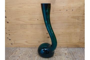 昭和レトロ　特大　ユニークなフォルムが目を惹くアクセントになるフラワーベース(スウィングベース、花瓶、花入れ、花器、オブジェ、ホームインテリア、ディスプレイ、ターコイズ)(R-076961)
