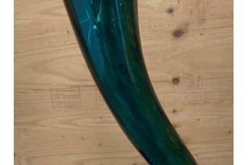 昭和レトロ　特大　ユニークなフォルムが目を惹くアクセントになるフラワーベース(スウィングベース、花瓶、花入れ、花器、オブジェ、ホームインテリア、ディスプレイ、ターコイズ)(R-076961)