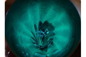 昭和レトロ　特大　ユニークなフォルムが目を惹くアクセントになるフラワーベース(スウィングベース、花瓶、花入れ、花器、オブジェ、ホームインテリア、ディスプレイ、ターコイズ)(R-076961)