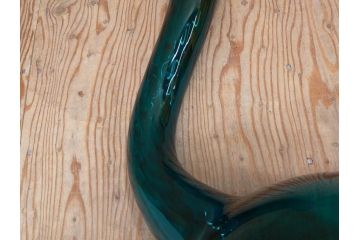 昭和レトロ　特大　ユニークなフォルムが目を惹くアクセントになるフラワーベース(スウィングベース、花瓶、花入れ、花器、オブジェ、ホームインテリア、ディスプレイ、ターコイズ)(R-076961)