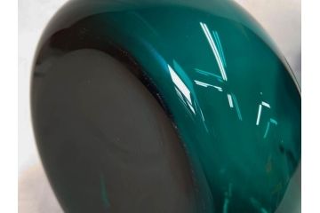 昭和レトロ　特大　ユニークなフォルムが目を惹くアクセントになるフラワーベース(スウィングベース、花瓶、花入れ、花器、オブジェ、ホームインテリア、ディスプレイ、ターコイズ)(R-076961)