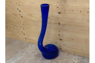 昭和レトロ　特大　ユニークなフォルムが目を惹くアクセントになるフラワーベース(スウィングベース、花瓶、花入れ、花器、オブジェ、ホームインテリア、ディスプレイ、ブルー)(R-076962)