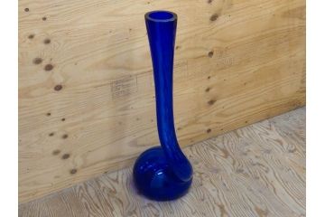 昭和レトロ　特大　ユニークなフォルムが目を惹くアクセントになるフラワーベース(スウィングベース、花瓶、花入れ、花器、オブジェ、ホームインテリア、ディスプレイ、ブルー)(R-076962)
