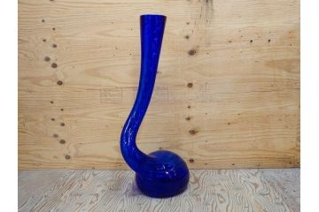 昭和レトロ　特大　ユニークなフォルムが目を惹くアクセントになるフラワーベース(スウィングベース、花瓶、花入れ、花器、オブジェ、ホームインテリア、ディスプレイ、ブルー)(R-076962)