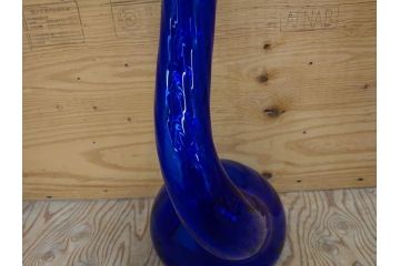 昭和レトロ　特大　ユニークなフォルムが目を惹くアクセントになるフラワーベース(スウィングベース、花瓶、花入れ、花器、オブジェ、ホームインテリア、ディスプレイ、ブルー)(R-076962)