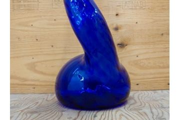 昭和レトロ　特大　ユニークなフォルムが目を惹くアクセントになるフラワーベース(スウィングベース、花瓶、花入れ、花器、オブジェ、ホームインテリア、ディスプレイ、ブルー)(R-076962)