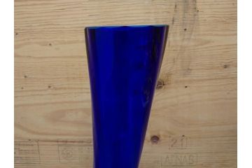 昭和レトロ　特大　ユニークなフォルムが目を惹くアクセントになるフラワーベース(スウィングベース、花瓶、花入れ、花器、オブジェ、ホームインテリア、ディスプレイ、ブルー)(R-076962)