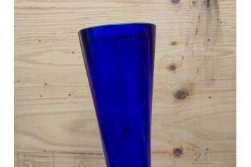 昭和レトロ　特大　ユニークなフォルムが目を惹くアクセントになるフラワーベース(スウィングベース、花瓶、花入れ、花器、オブジェ、ホームインテリア、ディスプレイ、ブルー)(R-076962)