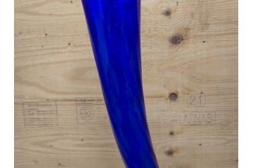 昭和レトロ　特大　ユニークなフォルムが目を惹くアクセントになるフラワーベース(スウィングベース、花瓶、花入れ、花器、オブジェ、ホームインテリア、ディスプレイ、ブルー)(R-076962)