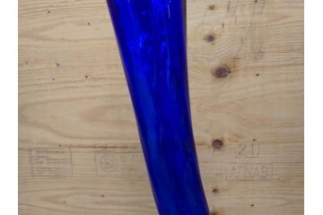 昭和レトロ　特大　ユニークなフォルムが目を惹くアクセントになるフラワーベース(スウィングベース、花瓶、花入れ、花器、オブジェ、ホームインテリア、ディスプレイ、ブルー)(R-076962)