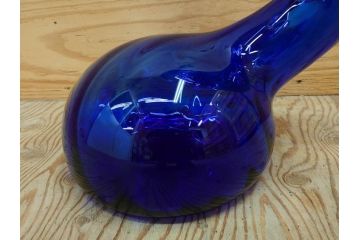 昭和レトロ　特大　ユニークなフォルムが目を惹くアクセントになるフラワーベース(スウィングベース、花瓶、花入れ、花器、オブジェ、ホームインテリア、ディスプレイ、ブルー)(R-076962)