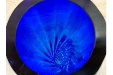 昭和レトロ　特大　ユニークなフォルムが目を惹くアクセントになるフラワーベース(スウィングベース、花瓶、花入れ、花器、オブジェ、ホームインテリア、ディスプレイ、ブルー)(R-076962)