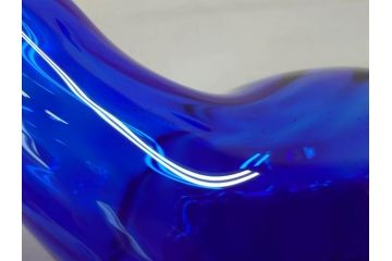 昭和レトロ　特大　ユニークなフォルムが目を惹くアクセントになるフラワーベース(スウィングベース、花瓶、花入れ、花器、オブジェ、ホームインテリア、ディスプレイ、ブルー)(R-076962)