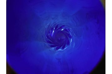昭和レトロ　特大　鮮やかなブルーが目を惹くフラワーベース(花瓶、花入れ、花器、オブジェ、ホームインテリア、ディスプレイ、ブルー)(R-076986)