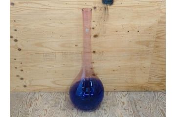 昭和レトロ　特大　グラデーションが美しいフラワーベース(花瓶、花入れ、花器、オブジェ、ホームインテリア、ディスプレイ、ブルー、ピンク、アートガラス)(R-076988)