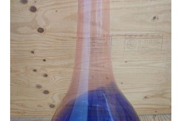 昭和レトロ　特大　グラデーションが美しいフラワーベース(花瓶、花入れ、花器、オブジェ、ホームインテリア、ディスプレイ、ブルー、ピンク、アートガラス)(R-076988)