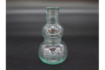 戦前　当時物　瓢箪型　気泡や絶妙なフォルムが味わいのあるニッキ水瓶5個セット(豆ガラス、ちびニッキ水、ガラス容器、駄菓子屋ビン、ペロペロ、レトロガラス、一輪挿し、ひょうたん)(R-076989)