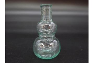 戦前　当時物　瓢箪型　気泡や絶妙なフォルムが味わいのあるニッキ水瓶5個セット(豆ガラス、ちびニッキ水、ガラス容器、駄菓子屋ビン、ペロペロ、レトロガラス、一輪挿し、ひょうたん)(R-076989)