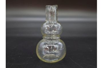 戦前　当時物　瓢箪型　気泡や絶妙なフォルムが味わいのあるニッキ水瓶5個セット(豆ガラス、ちびニッキ水、ガラス容器、駄菓子屋ビン、ペロペロ、レトロガラス、一輪挿し、ひょうたん)(R-076989)