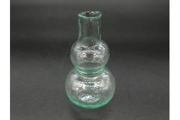 戦前　当時物　瓢箪型　気泡や絶妙なフォルムが味わいのあるニッキ水瓶5個セット(豆ガラス、ちびニッキ水、ガラス容器、駄菓子屋ビン、ペロペロ、レトロガラス、一輪挿し、ひょうたん)(R-076989)