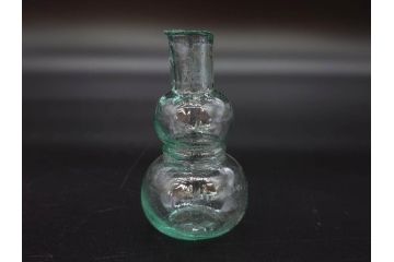 戦前　当時物　瓢箪型　気泡や絶妙なフォルムが味わいのあるニッキ水瓶5個セット(豆ガラス、ちびニッキ水、ガラス容器、駄菓子屋ビン、ペロペロ、レトロガラス、一輪挿し、ひょうたん)(R-076989)