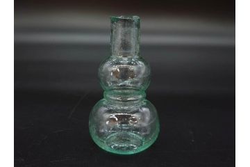 戦前　当時物　瓢箪型　気泡や絶妙なフォルムが味わいのあるニッキ水瓶5個セット(豆ガラス、ちびニッキ水、ガラス容器、駄菓子屋ビン、ペロペロ、レトロガラス、一輪挿し、ひょうたん)(R-076989)