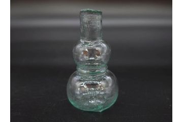 戦前　当時物　瓢箪型　気泡や絶妙なフォルムが味わいのあるニッキ水瓶5個セット(豆ガラス、ちびニッキ水、ガラス容器、駄菓子屋ビン、ペロペロ、レトロガラス、一輪挿し、ひょうたん)(R-076989)