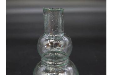 戦前　当時物　瓢箪型　気泡や絶妙なフォルムが味わいのあるニッキ水瓶5個セット(豆ガラス、ちびニッキ水、ガラス容器、駄菓子屋ビン、ペロペロ、レトロガラス、一輪挿し、ひょうたん)(R-076989)