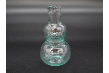 戦前　当時物　瓢箪型　気泡や絶妙なフォルムが味わいのあるニッキ水瓶5個セット(豆ガラス、ちびニッキ水、ガラス容器、駄菓子屋ビン、ペロペロ、レトロガラス、一輪挿し、ひょうたん)(R-076990)