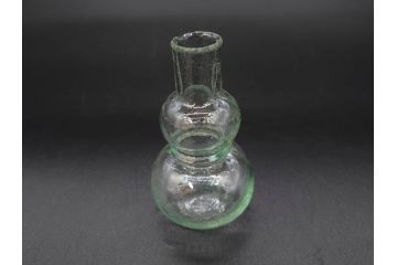 戦前　当時物　瓢箪型　気泡や絶妙なフォルムが味わいのあるニッキ水瓶5個セット(豆ガラス、ちびニッキ水、ガラス容器、駄菓子屋ビン、ペロペロ、レトロガラス、一輪挿し、ひょうたん)(R-076990)