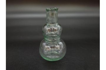 戦前　当時物　瓢箪型　気泡や絶妙なフォルムが味わいのあるニッキ水瓶5個セット(豆ガラス、ちびニッキ水、ガラス容器、駄菓子屋ビン、ペロペロ、レトロガラス、一輪挿し、ひょうたん)(R-076990)