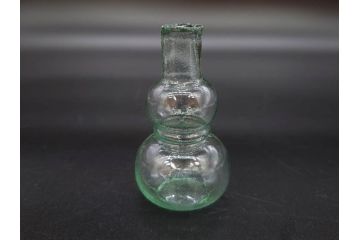 戦前　当時物　瓢箪型　気泡や絶妙なフォルムが味わいのあるニッキ水瓶5個セット(豆ガラス、ちびニッキ水、ガラス容器、駄菓子屋ビン、ペロペロ、レトロガラス、一輪挿し、ひょうたん)(R-076990)