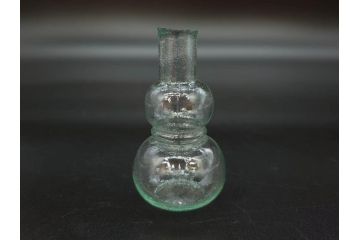 戦前　当時物　瓢箪型　気泡や絶妙なフォルムが味わいのあるニッキ水瓶5個セット(豆ガラス、ちびニッキ水、ガラス容器、駄菓子屋ビン、ペロペロ、レトロガラス、一輪挿し、ひょうたん)(R-076990)