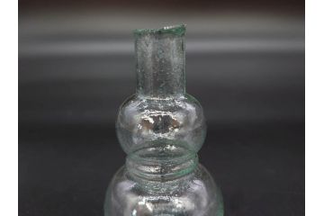 戦前　当時物　瓢箪型　気泡や絶妙なフォルムが味わいのあるニッキ水瓶5個セット(豆ガラス、ちびニッキ水、ガラス容器、駄菓子屋ビン、ペロペロ、レトロガラス、一輪挿し、ひょうたん)(R-076990)
