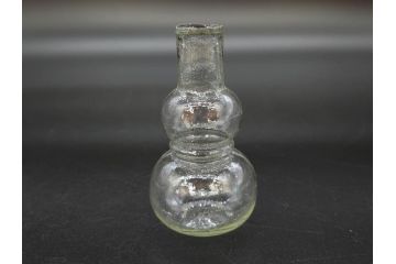 戦前　当時物　瓢箪型　気泡や絶妙なフォルムが味わいのあるニッキ水瓶5個セット(豆ガラス、ちびニッキ水、ガラス容器、駄菓子屋ビン、ペロペロ、レトロガラス、一輪挿し、ひょうたん)(R-076991)