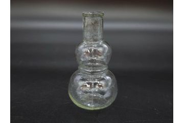 戦前　当時物　瓢箪型　気泡や絶妙なフォルムが味わいのあるニッキ水瓶5個セット(豆ガラス、ちびニッキ水、ガラス容器、駄菓子屋ビン、ペロペロ、レトロガラス、一輪挿し、ひょうたん)(R-076991)