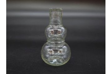 戦前　当時物　瓢箪型　気泡や絶妙なフォルムが味わいのあるニッキ水瓶5個セット(豆ガラス、ちびニッキ水、ガラス容器、駄菓子屋ビン、ペロペロ、レトロガラス、一輪挿し、ひょうたん)(R-076991)