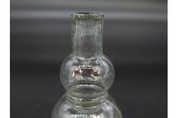 戦前　当時物　瓢箪型　気泡や絶妙なフォルムが味わいのあるニッキ水瓶5個セット(豆ガラス、ちびニッキ水、ガラス容器、駄菓子屋ビン、ペロペロ、レトロガラス、一輪挿し、ひょうたん)(R-076991)