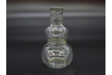 戦前　当時物　瓢箪型　気泡や絶妙なフォルムが味わいのあるニッキ水瓶5個セット(豆ガラス、ちびニッキ水、ガラス容器、駄菓子屋ビン、ペロペロ、レトロガラス、一輪挿し、ひょうたん)(R-076991)
