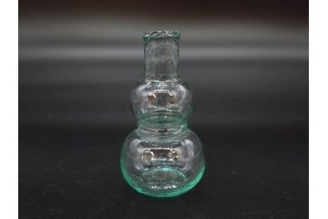 戦前　当時物　瓢箪型　気泡や絶妙なフォルムが味わいのあるニッキ水瓶5個セット(豆ガラス、ちびニッキ水、ガラス容器、駄菓子屋ビン、ペロペロ、レトロガラス、一輪挿し、ひょうたん)(R-076991)