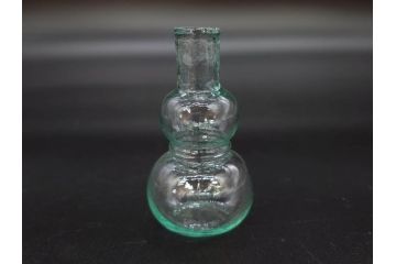 戦前　当時物　瓢箪型　気泡や絶妙なフォルムが味わいのあるニッキ水瓶5個セット(豆ガラス、ちびニッキ水、ガラス容器、駄菓子屋ビン、ペロペロ、レトロガラス、一輪挿し、ひょうたん)(R-076991)