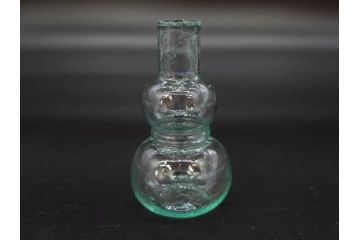 戦前　当時物　瓢箪型　気泡や絶妙なフォルムが味わいのあるニッキ水瓶5個セット(豆ガラス、ちびニッキ水、ガラス容器、駄菓子屋ビン、ペロペロ、レトロガラス、一輪挿し、ひょうたん)(R-076991)