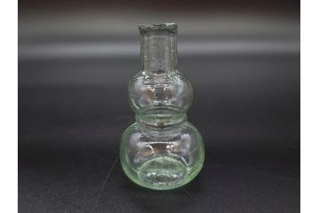 戦前　当時物　瓢箪型　気泡や絶妙なフォルムが味わいのあるニッキ水瓶5個セット(豆ガラス、ちびニッキ水、ガラス容器、駄菓子屋ビン、ペロペロ、レトロガラス、一輪挿し、ひょうたん)(R-076992)