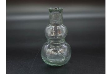 戦前　当時物　瓢箪型　気泡や絶妙なフォルムが味わいのあるニッキ水瓶5個セット(豆ガラス、ちびニッキ水、ガラス容器、駄菓子屋ビン、ペロペロ、レトロガラス、一輪挿し、ひょうたん)(R-076992)