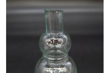 戦前　当時物　瓢箪型　気泡や絶妙なフォルムが味わいのあるニッキ水瓶5個セット(豆ガラス、ちびニッキ水、ガラス容器、駄菓子屋ビン、ペロペロ、レトロガラス、一輪挿し、ひょうたん)(R-076992)