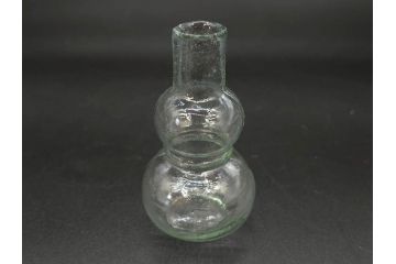 戦前　当時物　瓢箪型　気泡や絶妙なフォルムが味わいのあるニッキ水瓶5個セット(豆ガラス、ちびニッキ水、ガラス容器、駄菓子屋ビン、ペロペロ、レトロガラス、一輪挿し、ひょうたん)(R-076992)