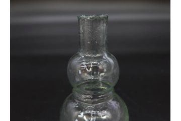 戦前　当時物　瓢箪型　気泡や絶妙なフォルムが味わいのあるニッキ水瓶5個セット(豆ガラス、ちびニッキ水、ガラス容器、駄菓子屋ビン、ペロペロ、レトロガラス、一輪挿し、ひょうたん)(R-076992)