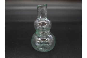 戦前　当時物　瓢箪型　気泡や絶妙なフォルムが味わいのあるニッキ水瓶5個セット(豆ガラス、ちびニッキ水、ガラス容器、駄菓子屋ビン、ペロペロ、レトロガラス、一輪挿し、ひょうたん)(R-076992)