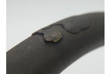 時代物　亀文堂　獣口　家屋風景図　長い歴史を刻んだ趣ある鉄瓶(湯沸、湯瓶、茶道具、茶器)(R-076993)
