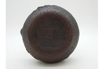 時代物　亀文堂　獣口　家屋風景図　長い歴史を刻んだ趣ある鉄瓶(湯沸、湯瓶、茶道具、茶器)(R-076993)
